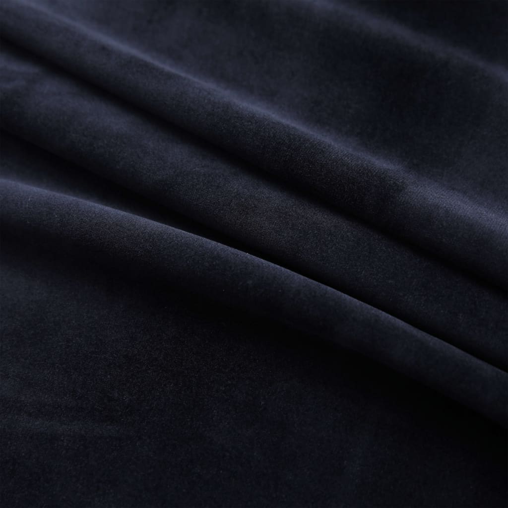 Gordijn verduisterend met ringen 2 st 140x175 cm fluweel zwart