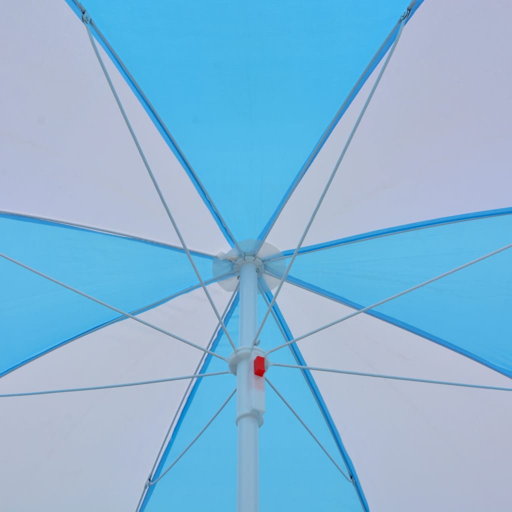 Strandparasol/-tent 180 cm stof blauw en wit