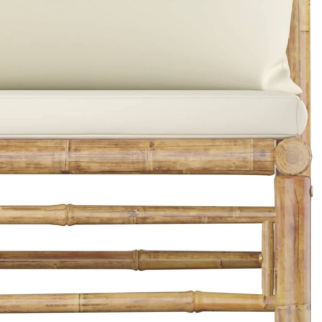 5-delige Loungeset met crèmewitte kussens bamboe